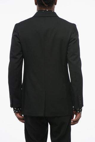 Half-lined Wool Blazer with Peak Lapel