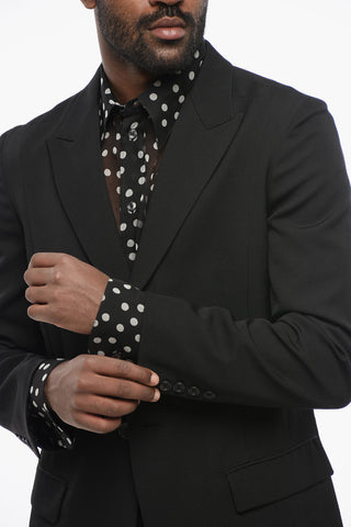 Half-lined Wool Blazer with Peak Lapel