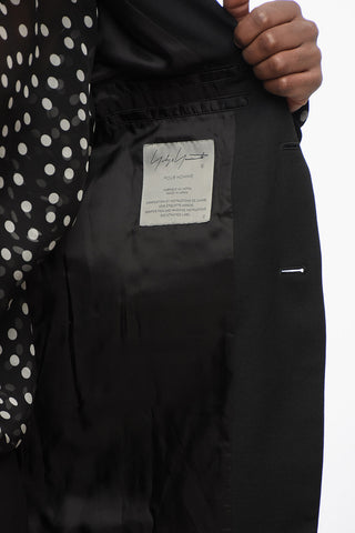 Half-lined Wool Blazer with Peak Lapel