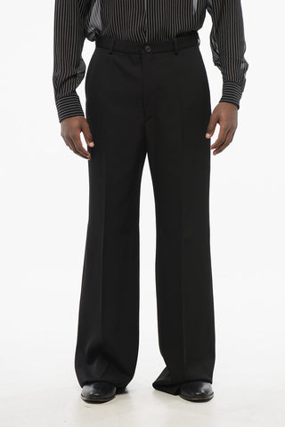 GARDE-ROBE Wide Leg Wool Pants with Belt Loops