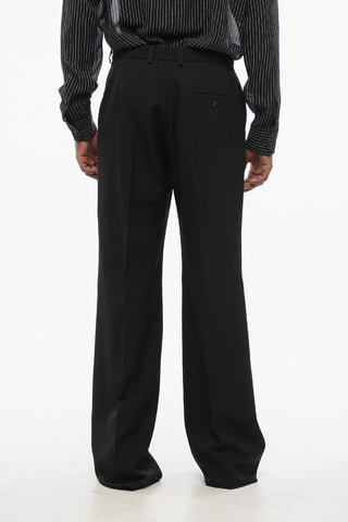 GARDE-ROBE Wide Leg Wool Pants with Belt Loops