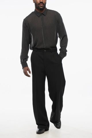 GARDE-ROBE Wide Leg Wool Pants with Belt Loops