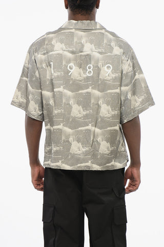Printed Linen Blend Bowling Shirt