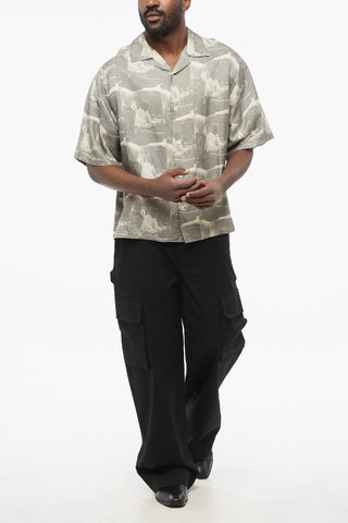 Printed Linen Blend Bowling Shirt