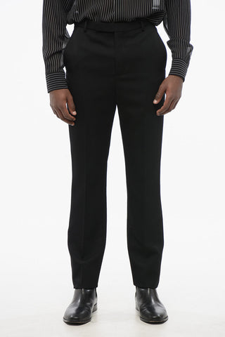 Slim Fit Wool Pants with Front Pleat
