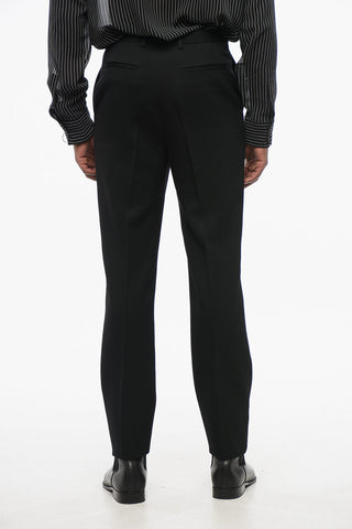 Slim Fit Wool Pants with Front Pleat