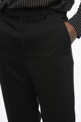 Slim Fit Wool Pants with Front Pleat