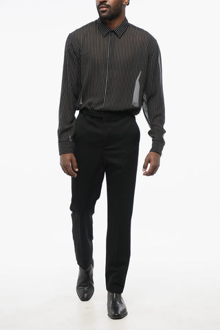 Slim Fit Wool Pants with Front Pleat