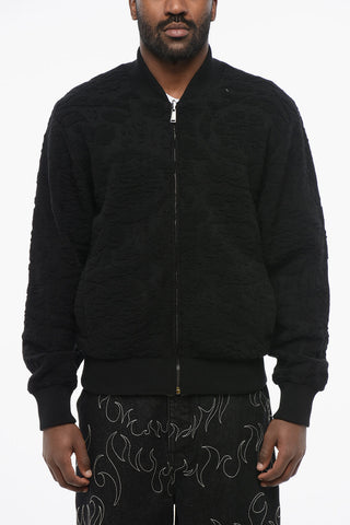 Patterned Lining Zip-up Reversible Sweatshirt