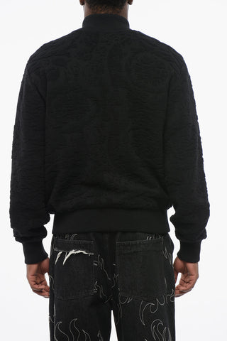 Patterned Lining Zip-up Reversible Sweatshirt