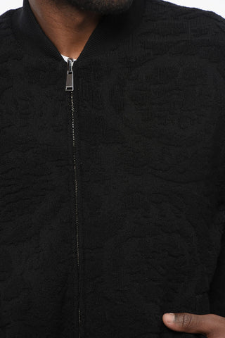 Patterned Lining Zip-up Reversible Sweatshirt