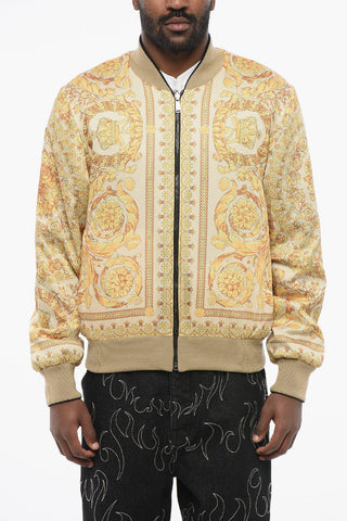 Patterned Lining Zip-up Reversible Sweatshirt