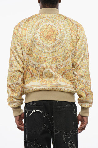 Patterned Lining Zip-up Reversible Sweatshirt
