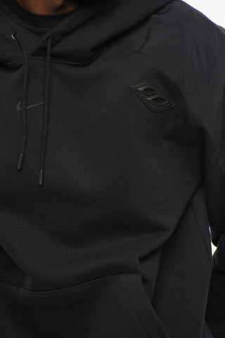 Fleeced Cotton Hoodie with Nylon Details and Perforated Inserts
