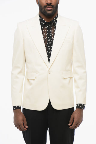 Wool Slim Fit Blazer with Peak Lapel