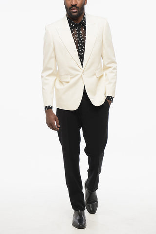 Wool Slim Fit Blazer with Peak Lapel
