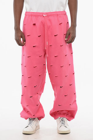 JACQUEMUS Fleeced Cotton Joggers with All-Over Cut-Out Logo