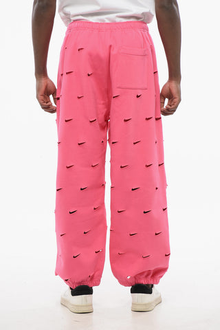 JACQUEMUS Fleeced Cotton Joggers with All-Over Cut-Out Logo