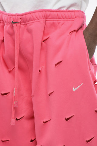 JACQUEMUS Fleeced Cotton Joggers with All-Over Cut-Out Logo