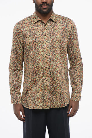 Cotton PALM Shirt with Plant Motif