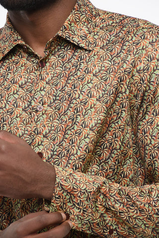 Cotton PALM Shirt with Plant Motif