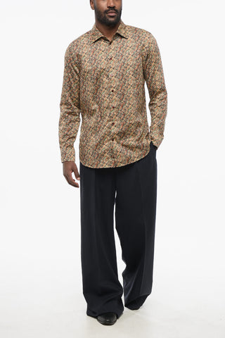 Cotton PALM Shirt with Plant Motif