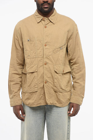 Multi-Pocket Linen-Blend Overshirt