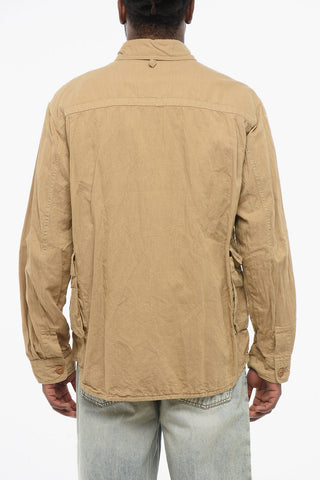 Multi-Pocket Linen-Blend Overshirt