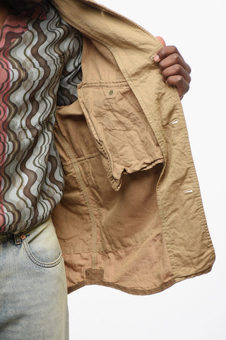 Multi-Pocket Linen-Blend Overshirt