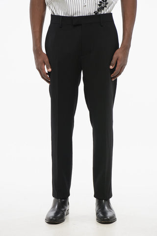 Pantaloni 4 Tasche in Misto Lana con Chiusura a Scomparsa