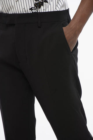 Pantaloni 4 Tasche in Misto Lana con Chiusura a Scomparsa