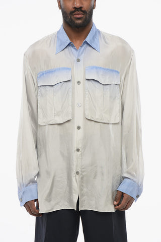 Camicia in Seta CALANDER con Taschini e Motivo Degradè