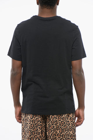 AIR JORDAN Solid Color Stretch Cotton T-Shirt with Contrasting Embroidery