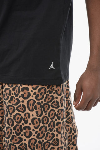 AIR JORDAN Solid Color Stretch Cotton T-Shirt with Contrasting Embroidery