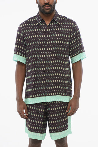 Short-sleeved CLASEN Chiffon Shirt with Geometric Pattern