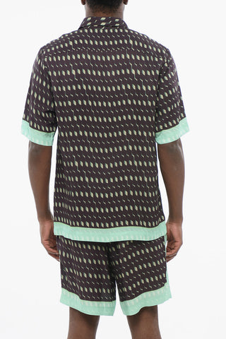 Short-sleeved CLASEN Chiffon Shirt with Geometric Pattern