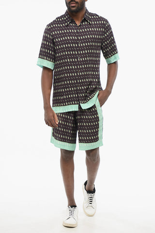 Short-sleeved CLASEN Chiffon Shirt with Geometric Pattern