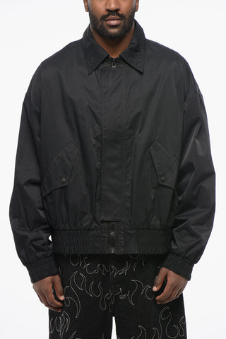 JEANS COUTURE Zip-up Tech Cotton Bomber Jacket with Collar