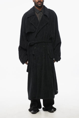 Double-breasted Cotton Terry Trench Coat with Belt