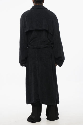 Double-breasted Cotton Terry Trench Coat with Belt