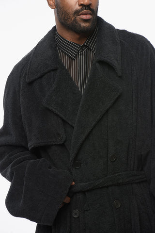 Double-breasted Cotton Terry Trench Coat with Belt