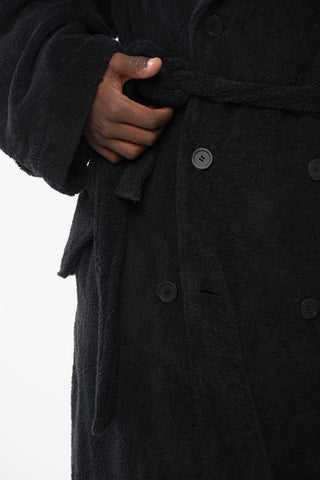 Double-breasted Cotton Terry Trench Coat with Belt