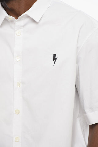 Camicia in Popeline di Cotone  Loose Fit con Maniche Corte