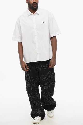 Camicia in Popeline di Cotone  Loose Fit con Maniche Corte