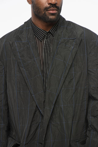 Trench in Nylon District Check con Design Tascabile