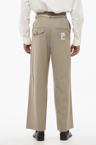Pantaloni 4 Tasche in Misto Lana con Coulisse in Vita