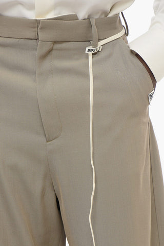 4-Pocketed Wool Blend Pants with Drawstringed Waist