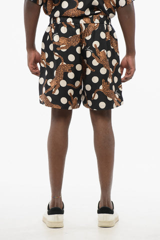 Shorts in Seta LEOPARD con Motivo a Pois