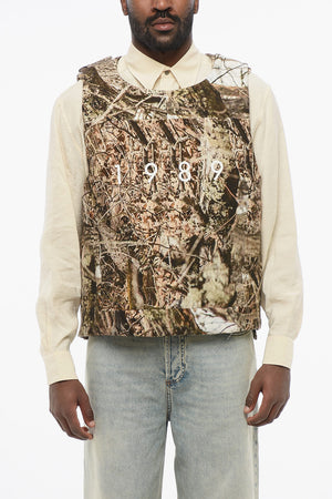 Gilet Imbottito CAMOUFLAGE in Cotone Stampato con Chiusure in Velcro