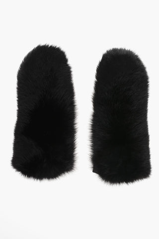 Faux Fur Mittens with Drawstring